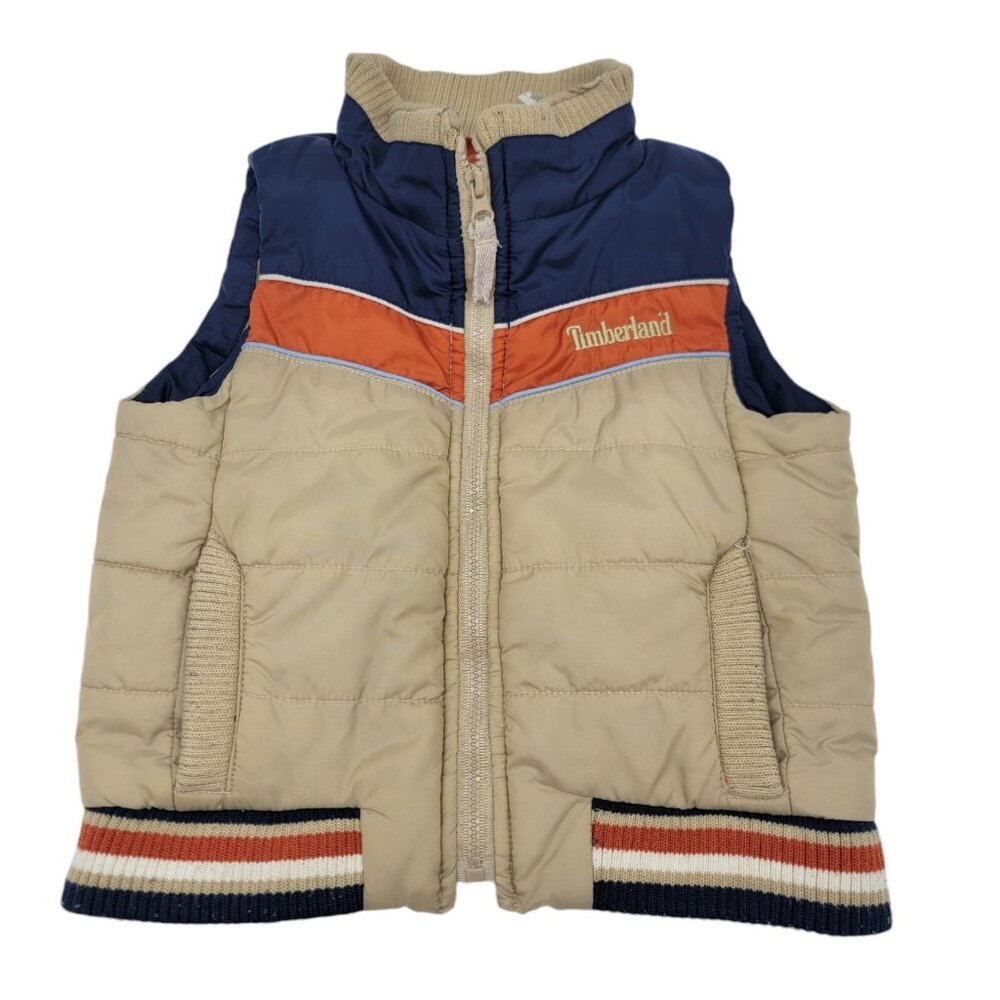 Timberland Boys 12 Months Beige Full Zipper Vest Winter Autumn EUC